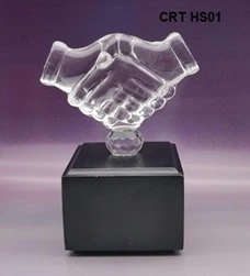 Handshake CRT HS01 Crystal Awards and Trophies - 4.5 inches / 5 inches / 5.5 inches, Bangalore 24 hrs to 48 hours / Other Cities 4 to 7 days.